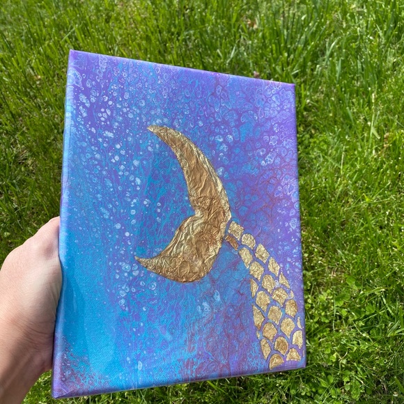 Original Mermaid Fluid Art painting - Picture 6 of 8